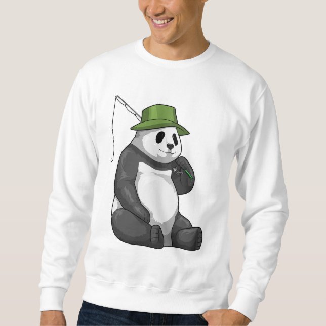 Sudadera Panda en la pesca con barra de pesca (Anverso)