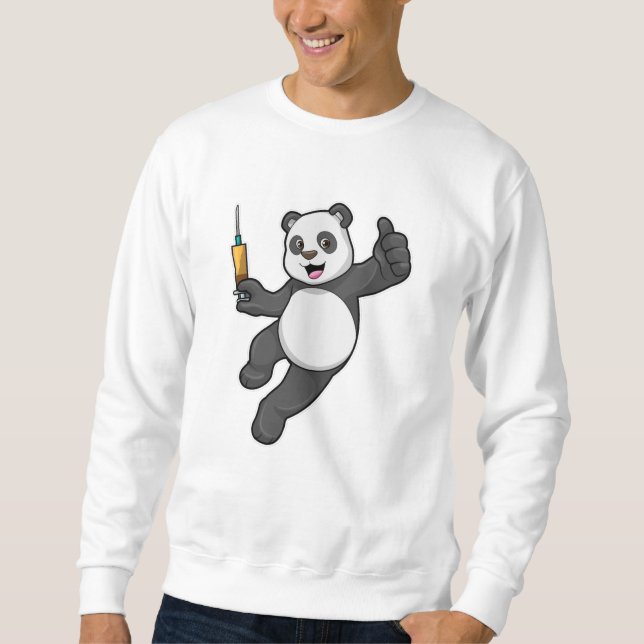 Sudadera Panda en la vacunación con jeringas (Anverso)