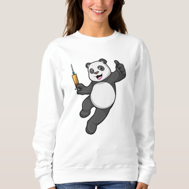Sudadera Panda en la vacunación con jeringas (Anverso)