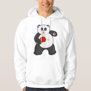 Sudadera Panda en ping pong con raqueta de tenis de mesa