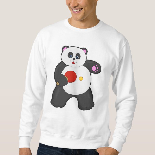 Sudadera Panda en ping pong con raqueta de tenis de mesa (Anverso)