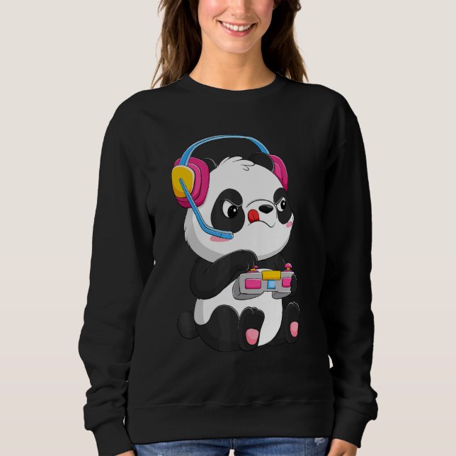 Sudadera Panda Gaming Video Gamer Niños Chicas (Anverso)