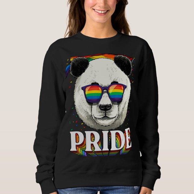 Sudadera Panda Gay Pride Lgbt Bandera Arcoiris Gafas De Sol (Anverso)