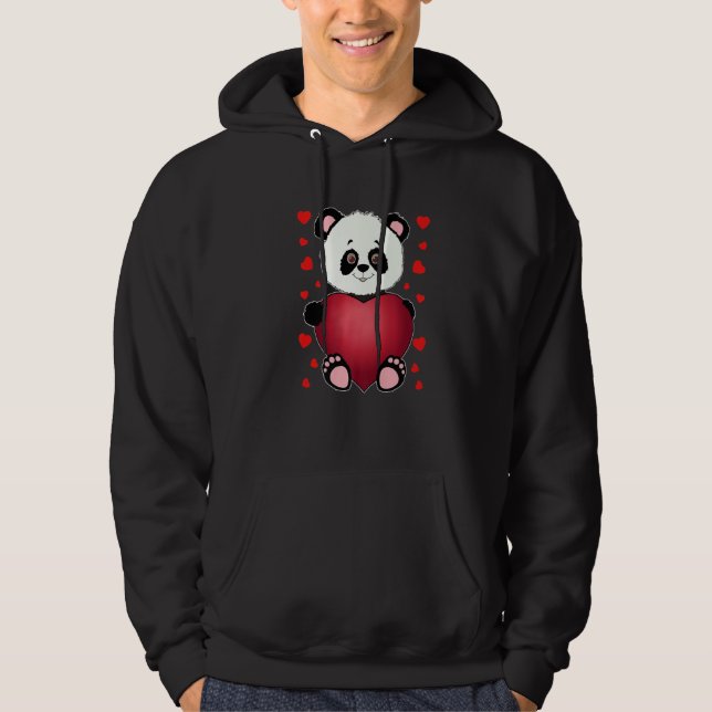 Sudadera Panda Heart Valentines Day Girls Kids Women Bear (Anverso)