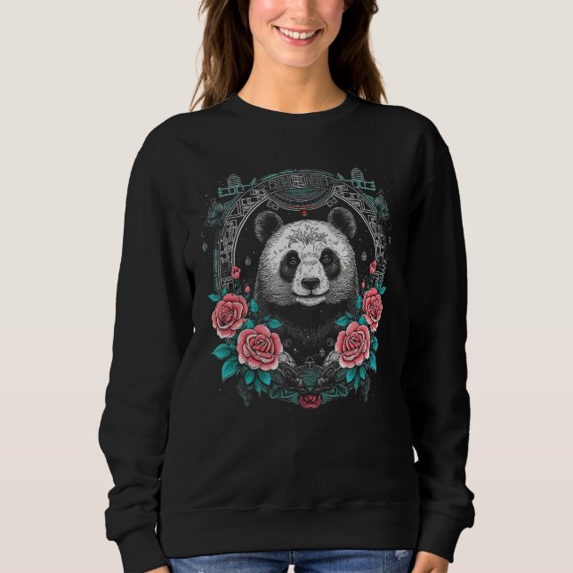 Sudadera Panda Mandala Flores Rosa de animales Motif Panda  (Anverso)