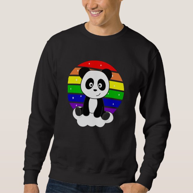Sudadera Panda Purpurina arcoiris Kawaii Pandas colorido (Anverso)
