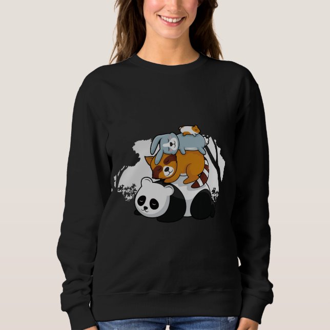 Sudadera Panda Raccoon Rabbit Hamster Cute Animales Durmien (Anverso)