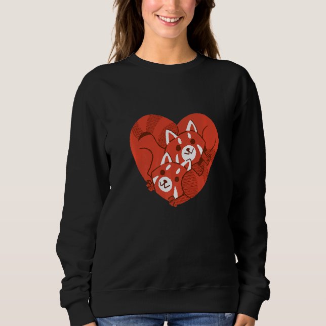 Sudadera Panda Rojo Amor Pandas Cute Animales Osos 1 (Anverso)