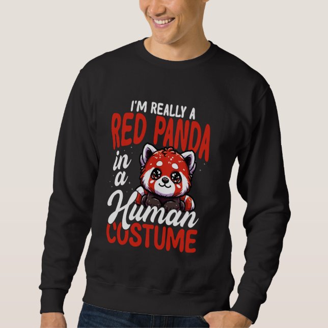 Sudadera Panda Rojo con Disfraz de Humano Divertido (Anverso)