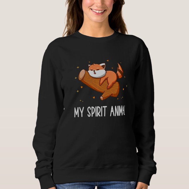 Sudadera Panda Rojo Cute Rojo Panda Mi Animal Espiritual 2 (Anverso)