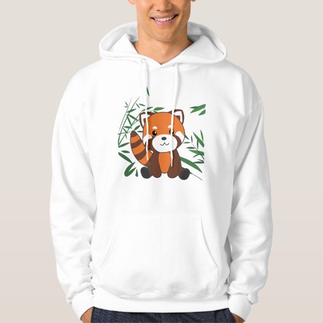 Sudadera Panda Rojo En Animales Dulces De Bambú Para Niños (Anverso)
