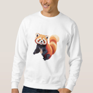 Sudadera Panda Rojo Feliz Diversión Jugadora Saltando En Al