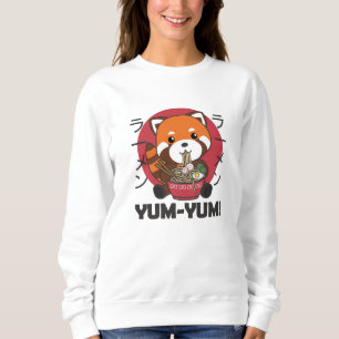 Sudadera Panda Rojo Japonés Ramen Kawaii Noodles