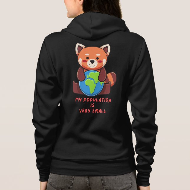 Sudadera Panda rojo: Mi población es muy pequeña. (Reverso)