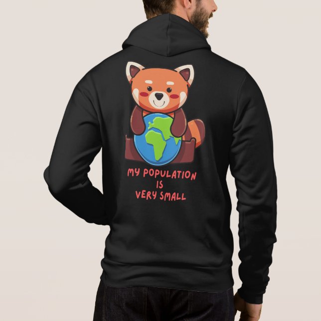 Sudadera Panda rojo: Mi población es muy pequeña. (Reverso)
