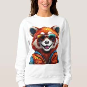 Sudadera Panda rojo sonriente lindo