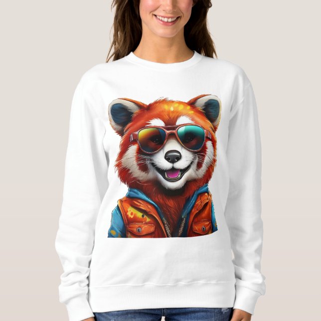 Sudadera Panda rojo sonriente lindo (Anverso)