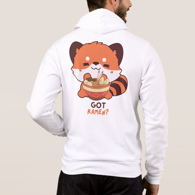 Sudadera Panda Rojo: ¿Tienes Ramen? (Reverso)