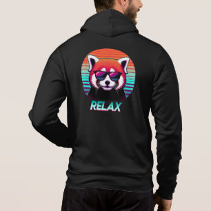 Sudadera Panda rojo usando gafas de sol con la palabra Rela