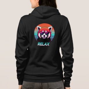 Sudadera Panda rojo usando gafas de sol con la palabra Rela