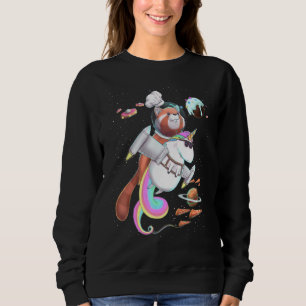 Sudadera Panda Rojo Viajando en Unicorn Pizza, Fiesta espac