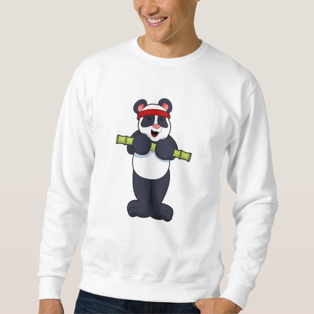 Sudadera Panda trabajando con peso de bambú (Anverso)