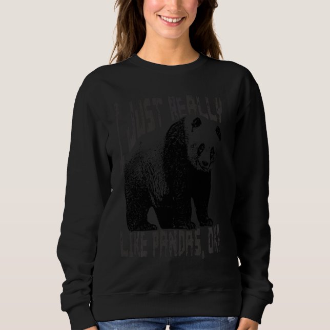 Sudadera Panda Vintage Me Gusta Realmente Pandas Ok (Anverso)