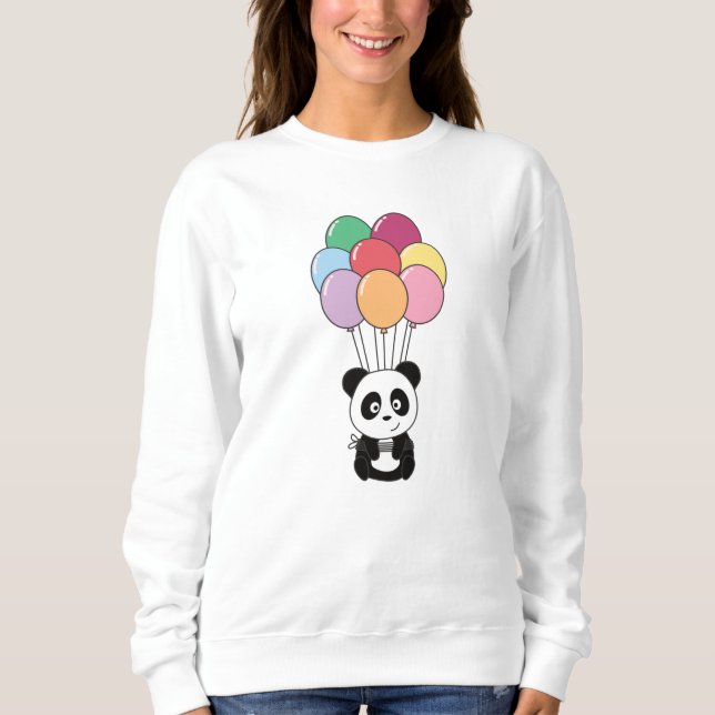 Sudadera Panda vuela Con Globos Coloridos (Anverso)