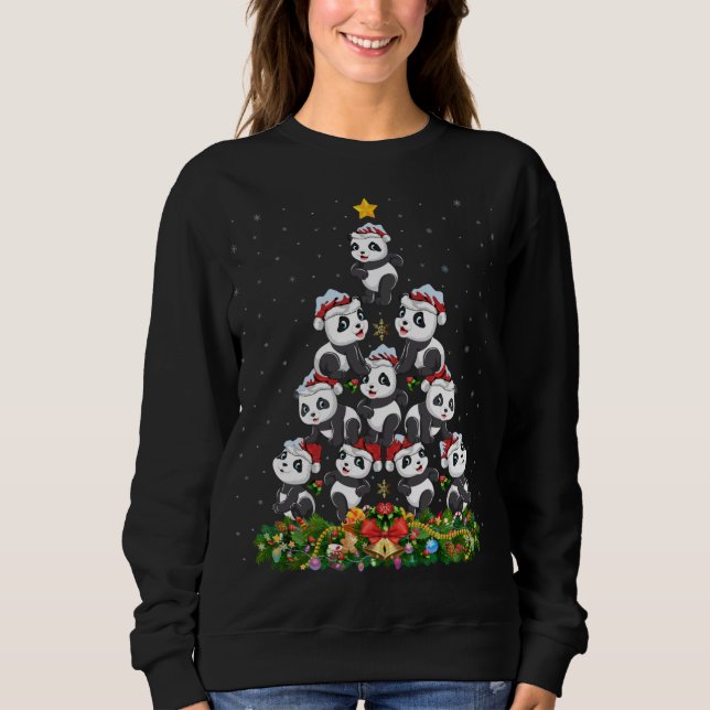 Sudadera Panda Xmas Tree Gift Santa Hat Panda Navidades (Anverso)