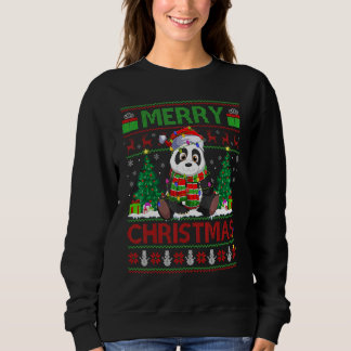 Sudadera Panda   Xmas Tree Lights Ugly Santa Panda Christma