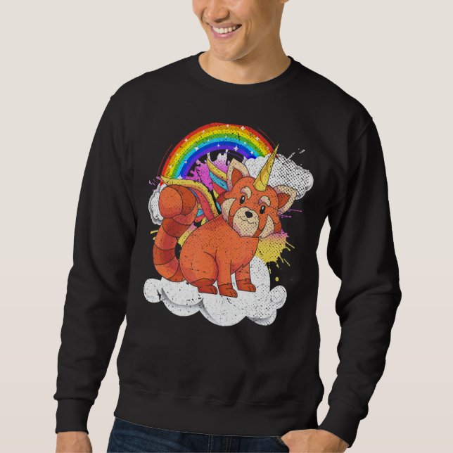 Sudadera Pandacora roja de animales salvajes Arcoiris Panda (Anverso)