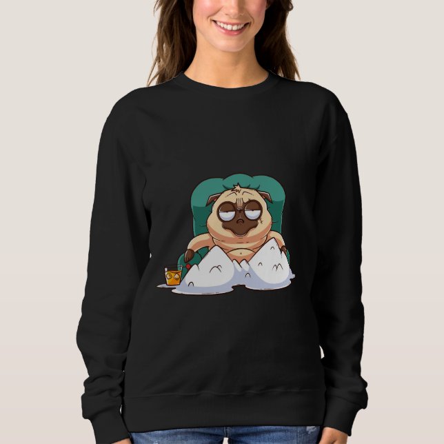 Sudadera pandilla de pug brutal sentada en la camiseta esen (Anverso)