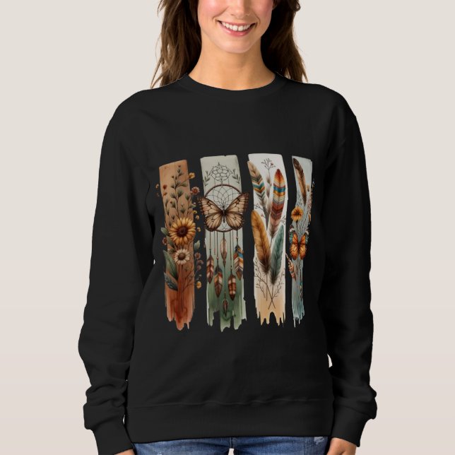 Sudadera Panel de arte de la naturaleza bohemia (Anverso)