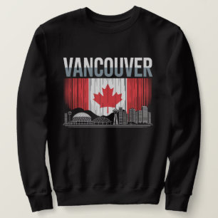 Sudadera Panorama de Vancouver Canadá   Bandera y montaña v