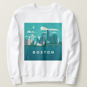 Sudadera Panorama nocturno de la ciudad de Massachusetts   
