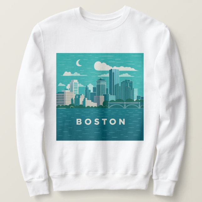 Sudadera Panorama nocturno de la ciudad de Massachusetts |  (Anverso del diseño)