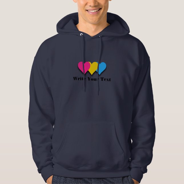 Sudadera Pansexualidad corazones de orgullo Hoodie (Anverso)