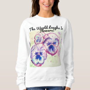 Sudadera Pansy Pansies Morado Acuarela Flor Floral Rosa