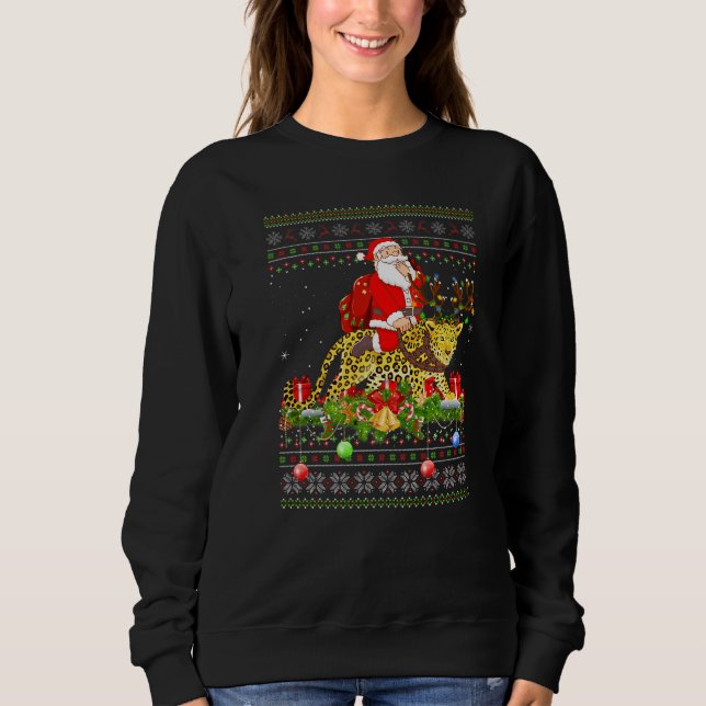Sudadera Panther  Ugly Santa Riding Panther Christmas (Anverso)