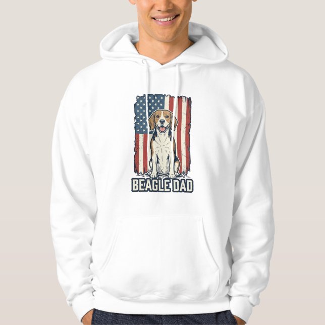 Sudadera Papá Beagle Patriótico Diseño de Perro de Grabado  (Anverso)