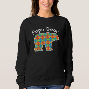 Sudadera Papa Bear Puzzle Piece Autism Awareness Appara