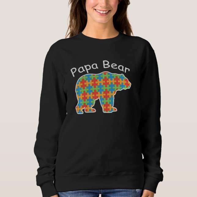 Sudadera Papa Bear Puzzle Piece Autism Awareness Appara (Anverso)