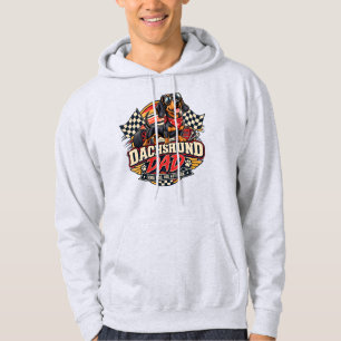Sudadera Papá Dachshund Corriendo Bandera a Cuadros Perro L
