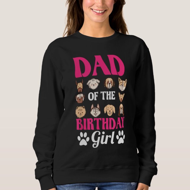 Sudadera Papá De La Chica De Cumpleaños Perro Paw Fiesta Ce (Anverso)
