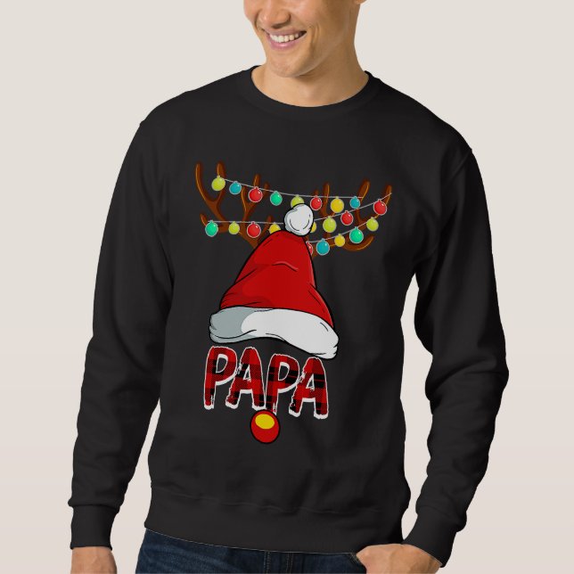 Sudadera Papa Deer Matching Family Christmas Reindeer Face (Anverso)