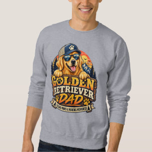 Sudadera Papa Golden Retriever Retro Atardecer Vintage