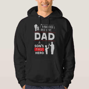 Sudadera Papá Hijos Primero Héroe Hijas Primero Ama Padre