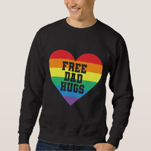 Sudadera Papá Libre Abraza La Bandera Del Corazón Arcoiris
