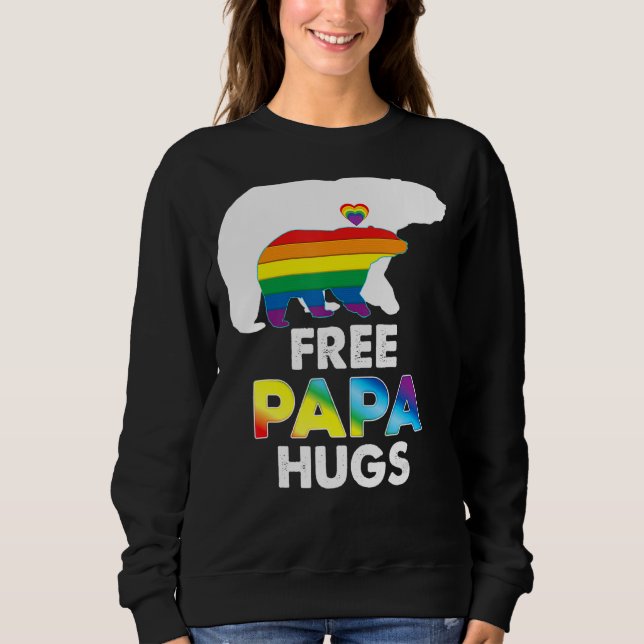 Sudadera Papa libre abraza oso arco iris Lgbt Orgullo Gay L (Anverso)