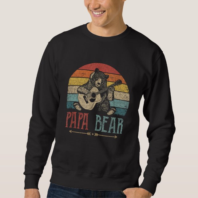 Sudadera Papá lindo oso viejo retro papá Guit del Día del P (Anverso)
